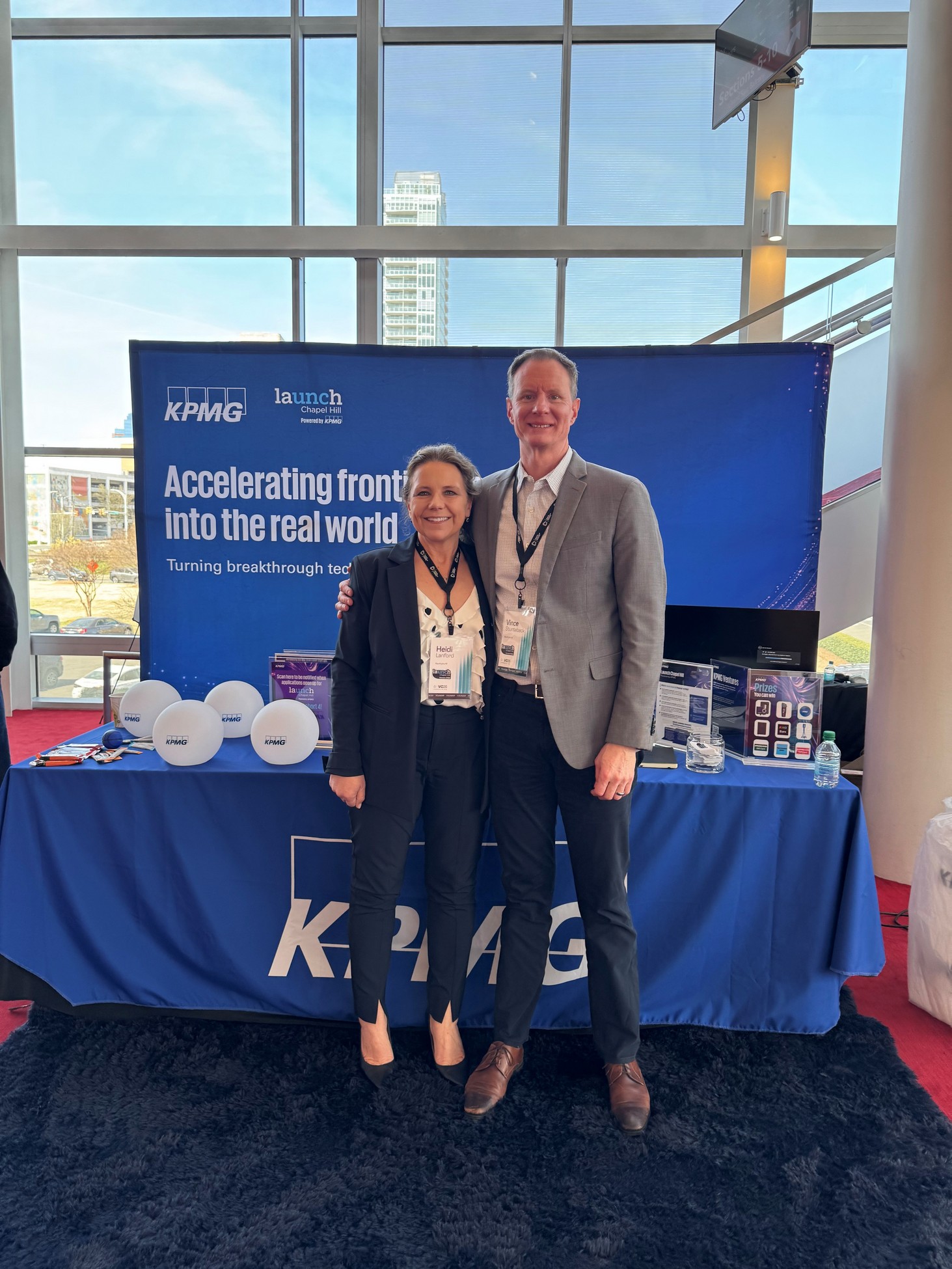 Heidi Lanford and Vince Stuntebeck at the Launch Chapel Hill / KPMG booth at CED Venture Connect 2026